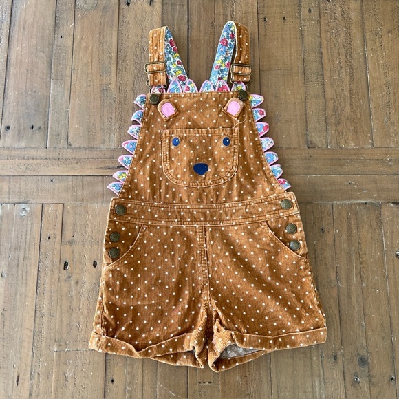 Mini Boden critter corduory hedgehog embroidered short overalls - Picture 1 of 8